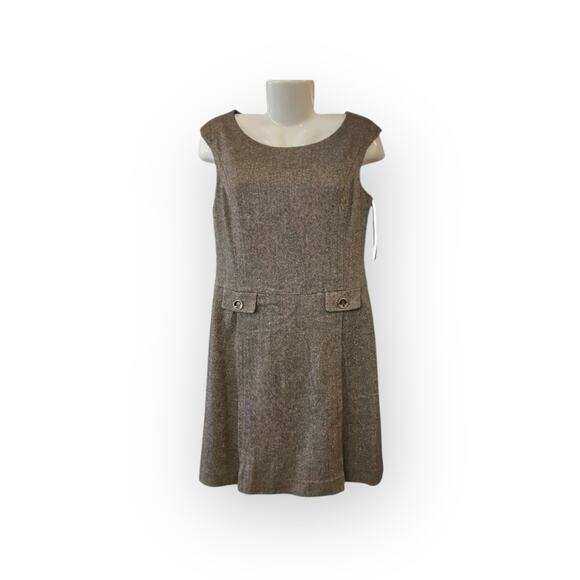 Ann Taylor Dresses & Skirts - Ann Taylor Women's Brown Herringbone Cap Sleeve Wool Blend Lined Dress SZ 8